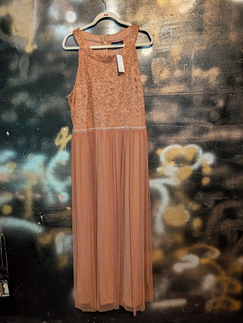 Chocolate Embellished Maxi Dress in Rusty Brown